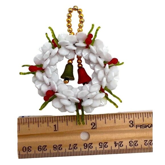 Vintage Bead Christmas Wreath Ornament Set With Garland & Bell Accents - Picture 5 of 12